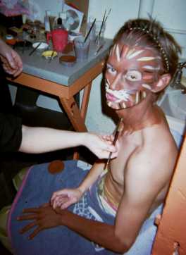 Puss getting his makeup